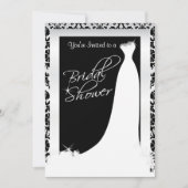 ブライダルシャワーイン白黒ダマスク 招待状 (正面)