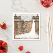 ブライダルシャワーイン素朴ウッド&ホワイトレース スタンダードカクテルナプキン (インサイチュ)