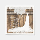 ブライダルシャワーイン素朴ウッド&ホワイトレース スタンダードカクテルナプキン (正面)