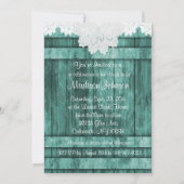 ブライダルシャワーイン素朴ティール(緑がかった色)バーンウッドアンドレース 招待状 (裏面)