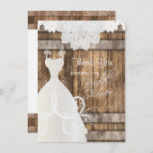 ブライダルシャワーイン素朴ド・アンド・レース サンキューカード (正面/裏面)