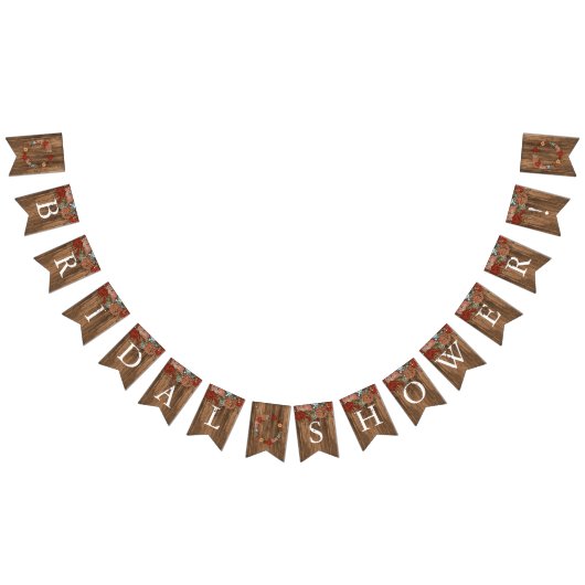 ブライダルシャワーイン素朴フローラリース バンティングフラッグ (全)