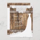 ブライダルシャワーイン素朴・ウッド・ヴィンテージ・レース サンキューカード (正面/裏面)