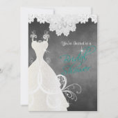 ブライダルシャワーイン黒板とレース 招待状 (正面)