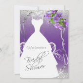 ブライダルシャワーイン・パープル&シルバーグリッター 招待状 (正面)