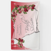 ブライダルシャワーイン・レッド&ピンク・ローズ 横断幕 (縦)