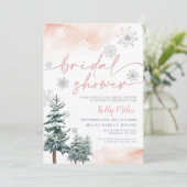ブライダルシャワーウィンターピンク赤面招待状 招待状 (スタンド正面)