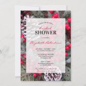 ブライダルシャワーウィンターベリーズピネコンをテーマにした 招待状 (正面)