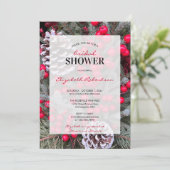 ブライダルシャワーウィンターベリーズピネコンをテーマにした 招待状 (スタンド正面)