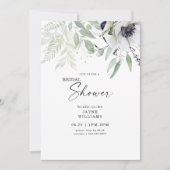 ブライダルシャワーウィンターホワイトフローラ植物学 招待状 (正面)