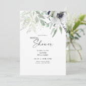 ブライダルシャワーウィンターホワイトフローラ植物学 招待状 (スタンド正面)