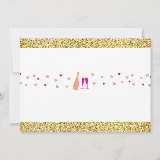 ブライダルシャワーウィークエンドハートピンク金ゴールド招待状 招待状 (裏面)