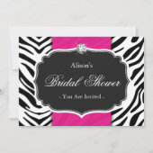 ブライダルシャワーウェディングシャワーゼブラプリントホットピンク 招待状 (正面)