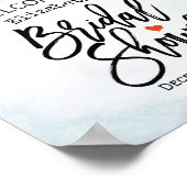 ブライダルシャワーウェルカムウォーターカラーティール(緑がかった色)&金ゴールド瑪瑙 ポスター (角)