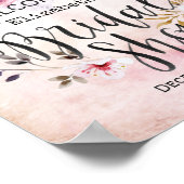 ブライダルシャワーウェルカムウォーターカラーフローラ&フェザー ポスター (角)