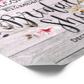 ブライダルシャワーウェルカムウォーターカラーボホフローラウッド ポスター (角)