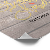 ブライダルシャワーウェルカムウッドフラワーストリングライト ポスター (角)