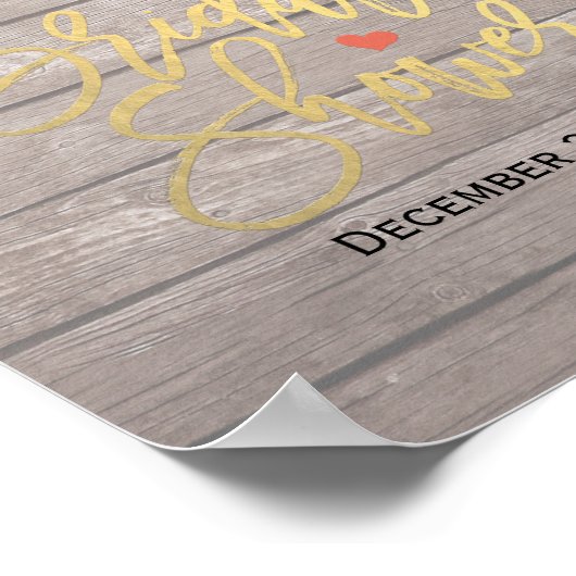 ブライダルシャワーウェルカムウッドフラワーストリングライト ポスター (角)