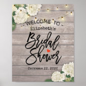 ブライダルシャワーウェルカムウッドフラワーストリングライト ポスター (正面)