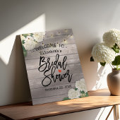 ブライダルシャワーウェルカムウッドフラワーストリングライト ポスター