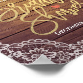 ブライダルシャワーウェルカムウッドフローラストリングライト ポスター (角)