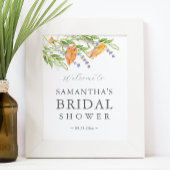 ブライダルシャワーウェルカムサインウォーターカラーワイルドフラワー ポスター