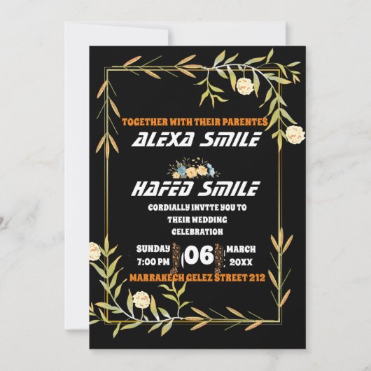 ブライダルシャワーウェルカムサインテンプレート、ワイルドフラワーbr 招待状 (正面)