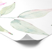 ブライダルシャワーウェルカムサインピンクウォーターカラーフラワー ポスター (角)