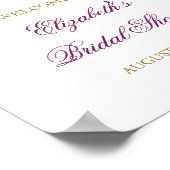 ブライダルシャワーウェルカムサインフローラグリッターアメジスト ポスター (角)