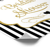 ブライダルシャワーウェルカムサインブラック金ゴールド ポスター (角)