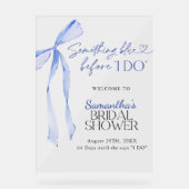 ブライダルシャワーウェルカムサインブルーボウ何かブルー アクリルサイン (正面)