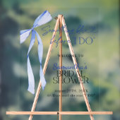 ブライダルシャワーウェルカムサインブルーボウ何かブルー アクリルサイン (ニュートラル)