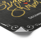 ブライダルシャワーウェルカムサイン金ゴールドスクリプトシャルボード ポスター (角)