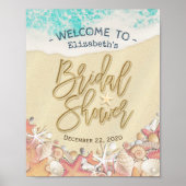 ブライダルシャワーウェルカムサマーサンディビーチヒトデ ポスター (正面)