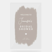 ブライダルシャワーウェルカムスクリプトベージュ絵を描 アクリルサイン (正面)