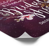 ブライダルシャワーウェルカムフローラ羽毛ブルガンディーレッド ポスター (角)