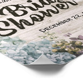 ブライダルシャワーウェルカムボタニカルフローラ素朴ウッド ポスター (角)