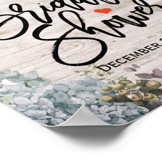 ブライダルシャワーウェルカムボタニカルフローラ素朴ウッド ポスター (角)