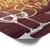 ブライダルシャワーウェルカム素朴ウッドシャンパンガラス ポスター (角)