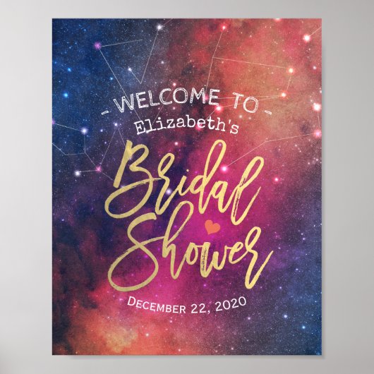 ブライダルシャワーウェルカム銀河系星雲コンステレーション ポスター (正面)