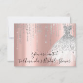 ブライダルシャワーウェーブドレスグレーグレーシルバーバラ 招待状 (正面)