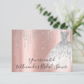 ブライダルシャワーウェーブドレスグレーグレーシルバーバラ 招待状 (スタンド正面)