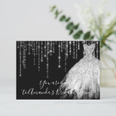 ブライダルシャワーウェーブドレスグレーグレーシルバーブラック 招待状 (スタンド正面)