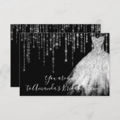 ブライダルシャワーウェーブドレスグレーグレーシルバーブラック 招待状 (正面/裏面)
