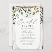 ブライダルシャワーウォーターカラーつる植物キャノピーアーバーボホ 招待状 (正面)