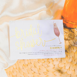 ブライダルシャワーウォーターカラーシャンパンブライダルシャワー 箔招待状