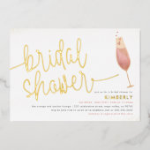 ブライダルシャワーウォーターカラーシャンパンブライダルシャワー 箔招待状 (正面)