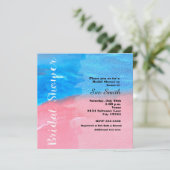 ブライダルシャワーウォーターカラーブルー&ピンク招待状 招待状 (スタンド正面)