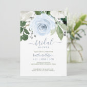 ブライダルシャワーウォーターカラーブーケダスティブルー 招待状 (スタンド正面)