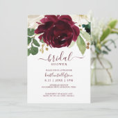 ブライダルシャワーウォーターカラーブーケブルガンディワイン 招待状 (スタンド正面)